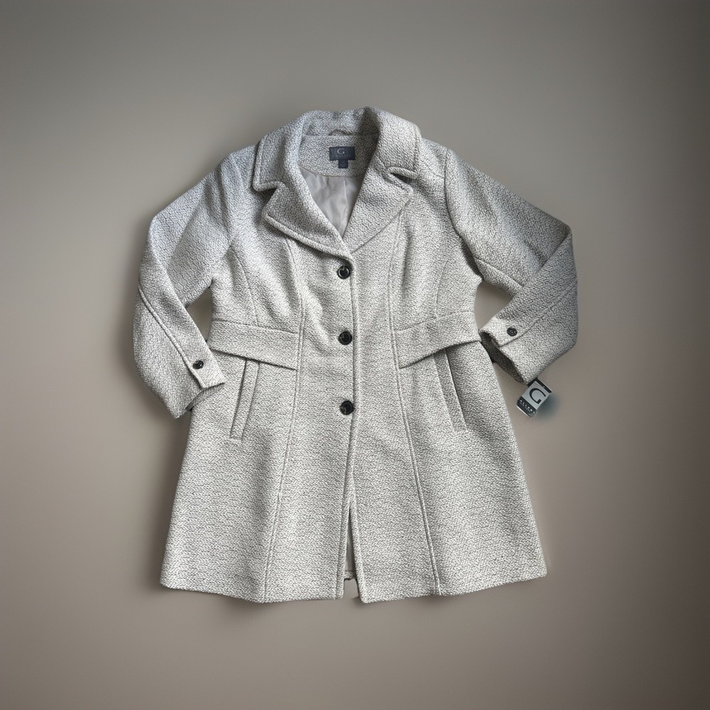 Gallery New York Wool Blend Tweed Coat Oatmeal 1X NWT Structured